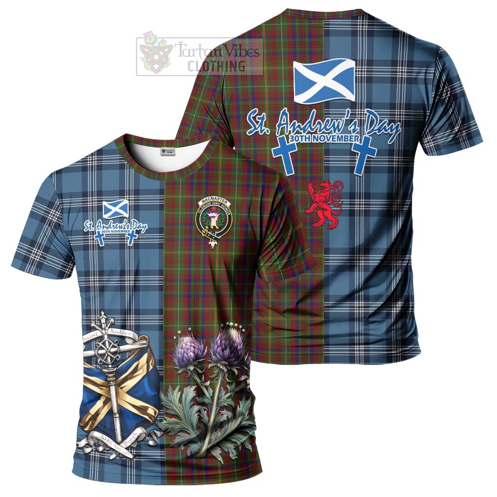 MacMaster (McMaster) Tartan T-Shirt Happy St. Andrew's Day Half Tartan Style Kid's Shirt - Tartan Vibes Clothing