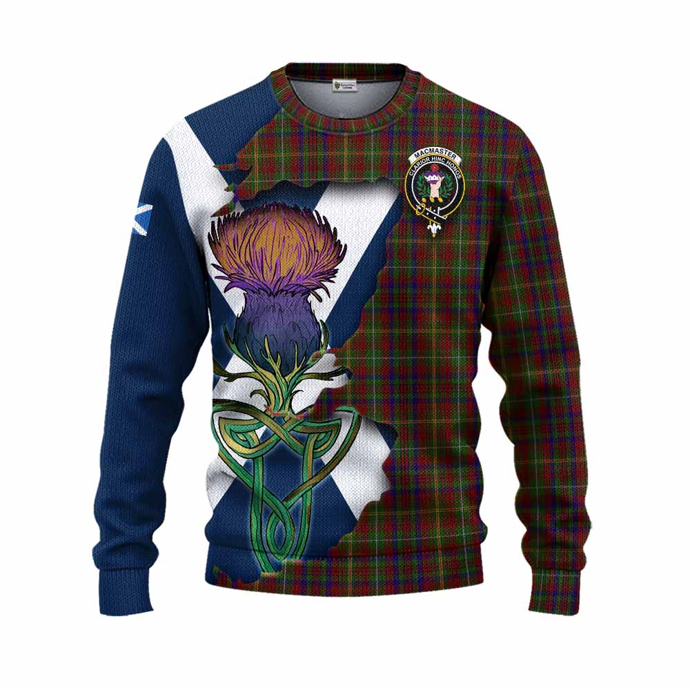MacMaster (McMaster) Tartan Family Crest Knitted Sweater Scottish Thistle Celtic Inspired Unisex - Tartan Vibes Clothing