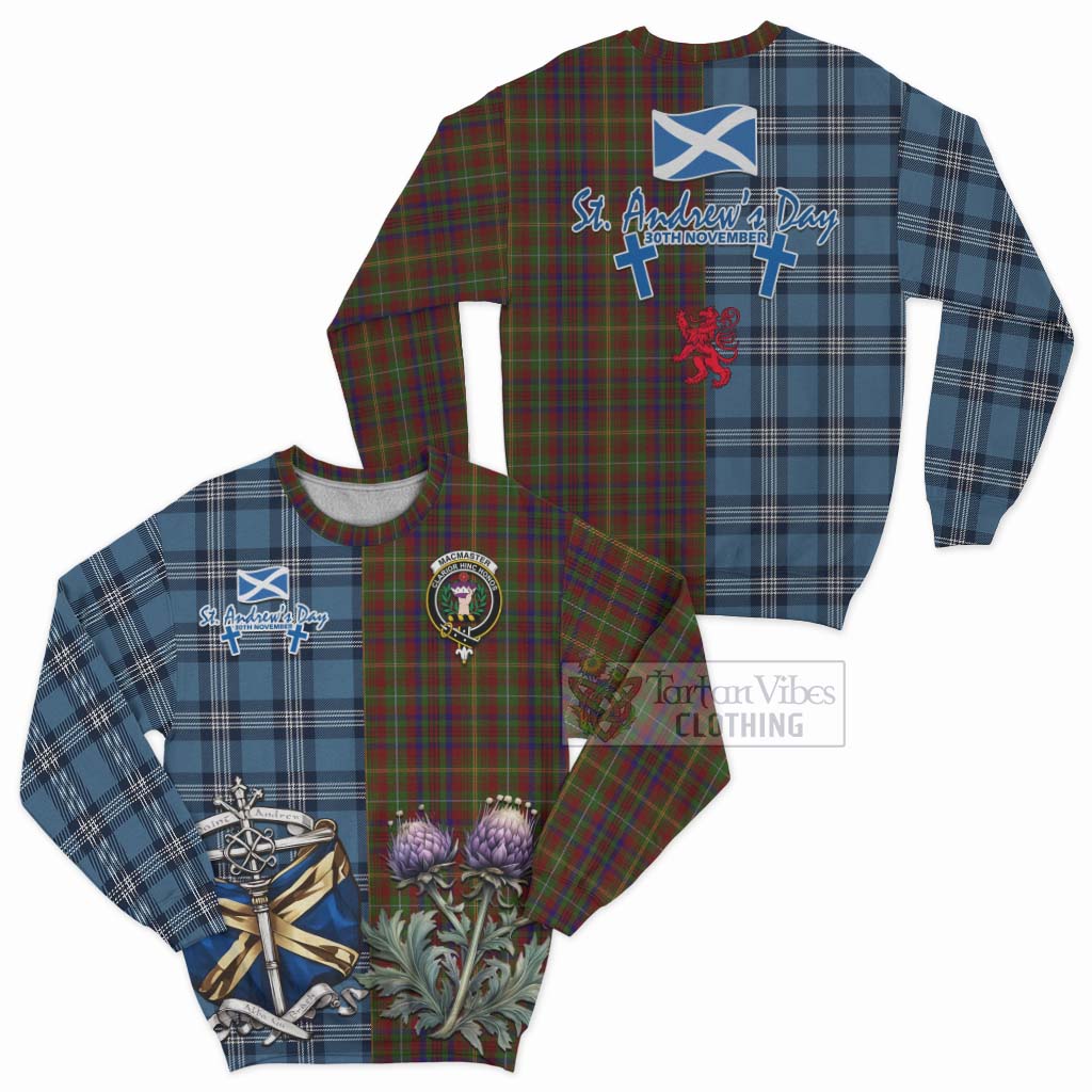 MacMaster (McMaster) Tartan Sweatshirt Happy St. Andrew's Day Half Tartan Style Unisex - Tartan Vibes Clothing