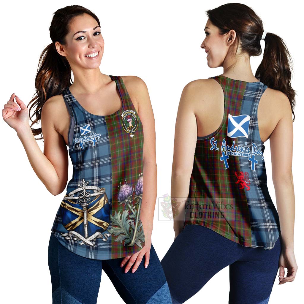 MacMaster (McMaster) Tartan Women's Racerback Tanks Happy St. Andrew's Day Half Tartan Style 4XL - Tartan Vibes Clothing
