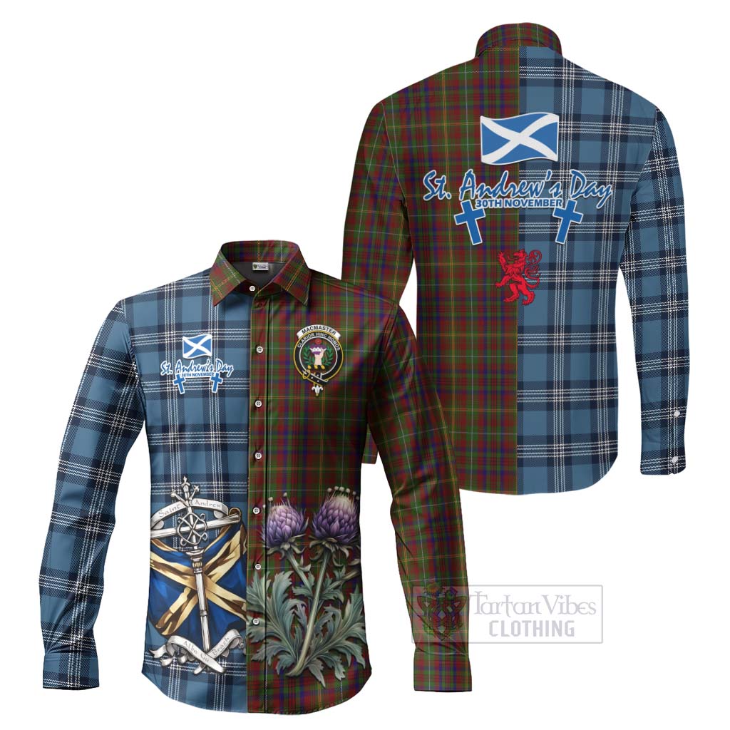 MacMaster (McMaster) Tartan Long Sleeve Button Shirt Happy St. Andrew's Day Half Tartan Style Men's Shirt S - Tartan Vibes Clothing