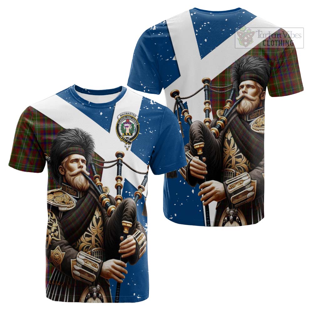 MacMaster (McMaster) Tartan Cotton T-shirt with Family Crest Scottish Bagpiper Vibes Kid's Shirt - Tartan Vibes Clothing