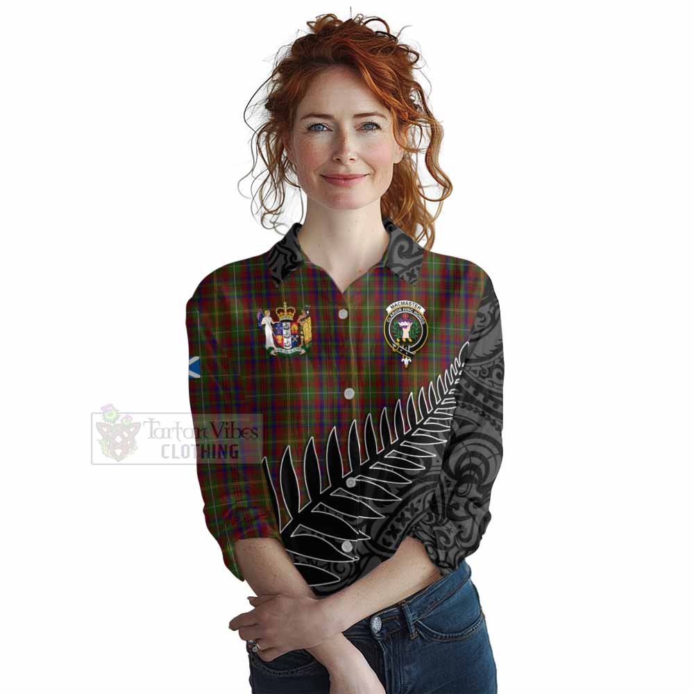 MacMaster (McMaster) Crest Tartan Women's Casual Shirt with New Zealand Silver Fern Half Style Female - Tartan Vibes Clothing