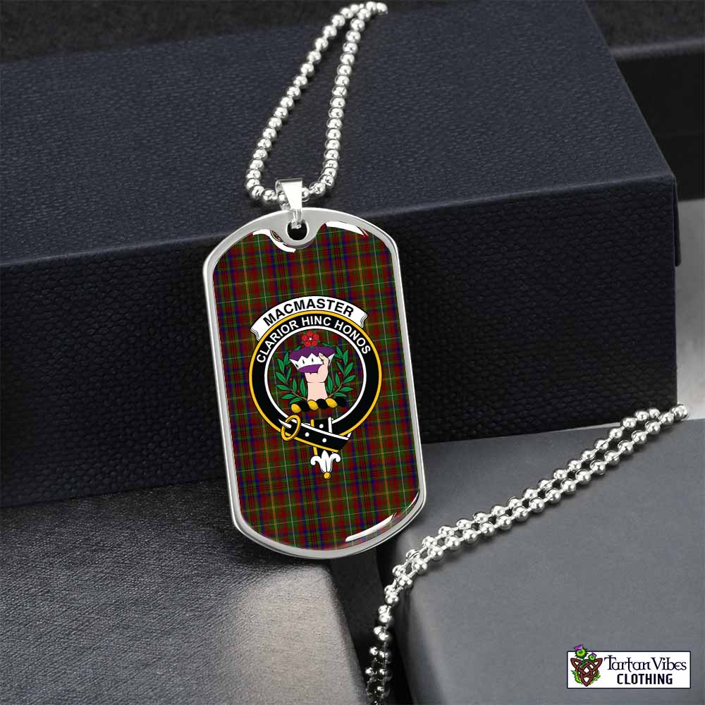 MacMaster (McMaster) Tartan Dog Tag Necklace with Family Crest Silver No - Tartan Vibes Clothing
