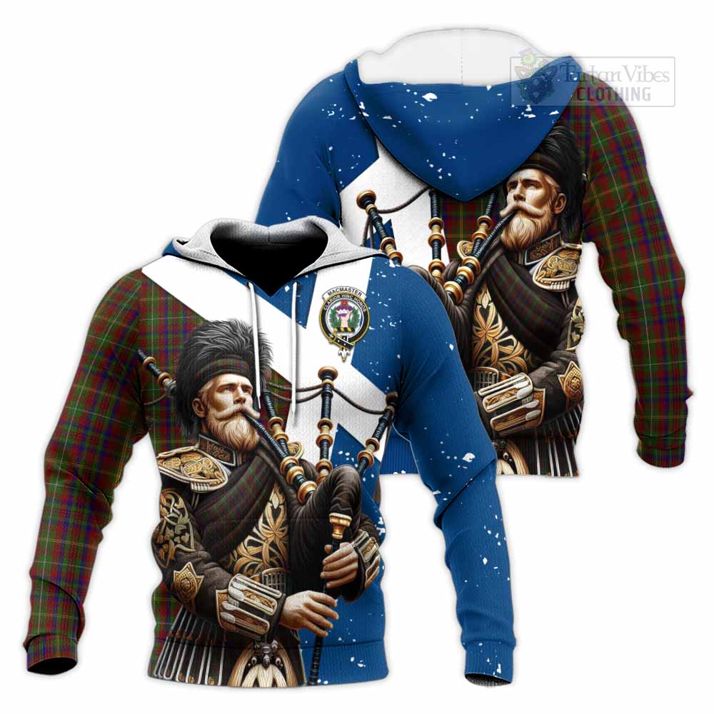 MacMaster (McMaster) Tartan Knitted Hoodie with Family Crest Scottish Bagpiper Vibes Unisex Knitted Pullover Hoodie - Tartan Vibes Clothing