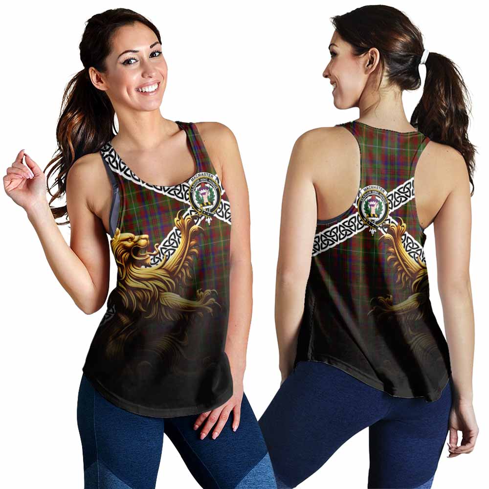 MacMaster (McMaster) Crest Tartan Women's Racerback Tanks with Golden Lion Emblem Celtic Style 4XL - Tartan Vibes Clothing