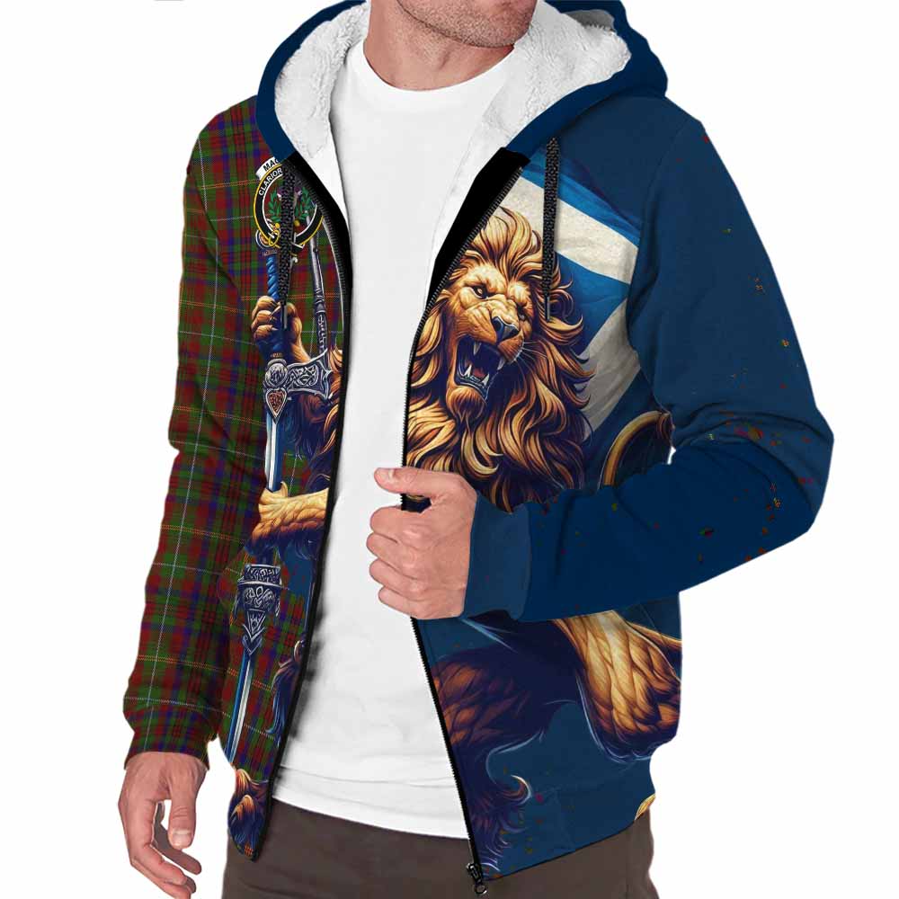 MacMaster (McMaster) Tartan Family Crest Sherpa Hoodie with Scottish Majestic Lion Unisex S - Tartan Vibes Clothing