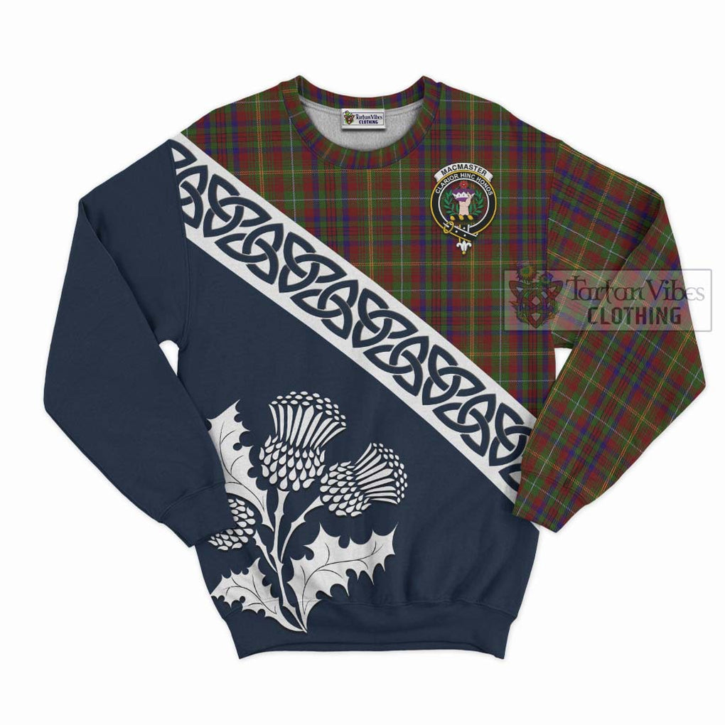 Tartan Vibes Clothing MacMaster (McMaster) Tartan Sweatshirt Featuring Thistle and Scotland Map
