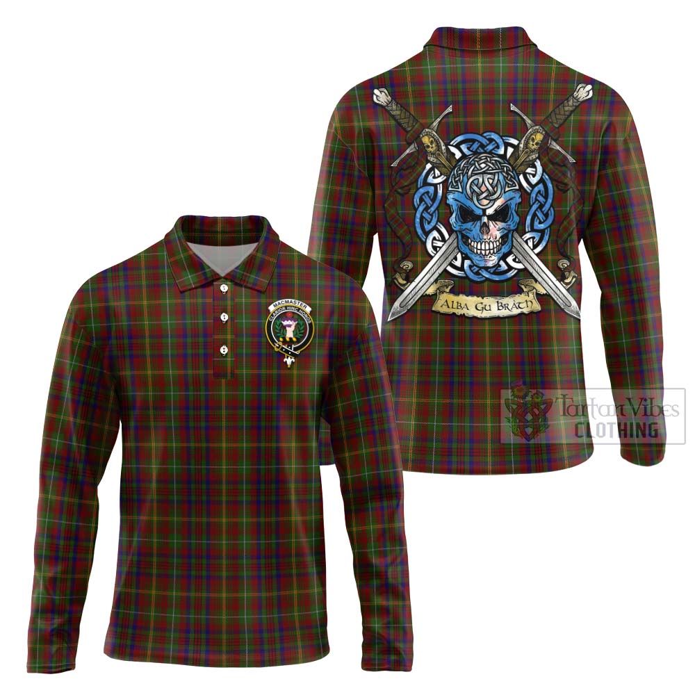 MacMaster (McMaster) Tartan Long Sleeve Polo Shirt with Family Crest Celtic Skull Style Unisex - Tartan Vibes Clothing