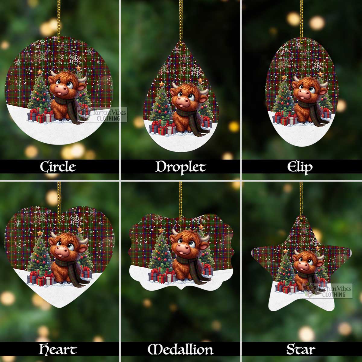 MacMaster (McMaster) Tartan Christmas Aluminium Ornament with Adorable Highland Coo Aluminium - Tartan Vibes Clothing
