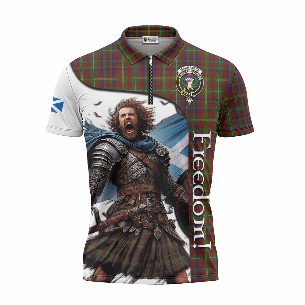 MacMaster (McMaster) Crest Tartan Zipper Polo Shirt Inspired by the Freedom of Scottish Warrior Unisex - Tartan Vibes Clothing