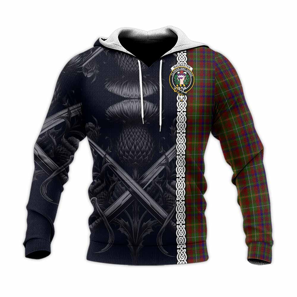 MacMaster (McMaster) Tartan Knitted Hoodie with Family Crest Cross Sword Thistle Celtic Vibes Unisex Knitted Pullover Hoodie - Tartan Vibes Clothing