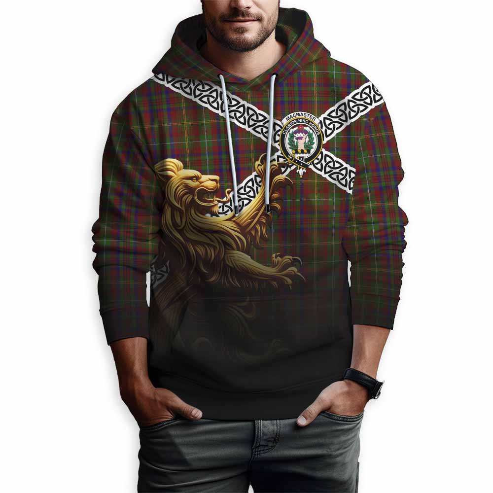 MacMaster (McMaster) Crest Tartan Hoodie with Golden Lion Emblem Celtic Style Pullover Hoodie - Tartan Vibes Clothing