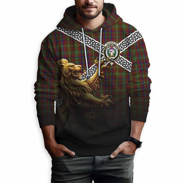 Tartan Vibes Clothing MacMaster (McMaster) Crest Tartan Hoodie with Golden Lion Emblem Celtic Style