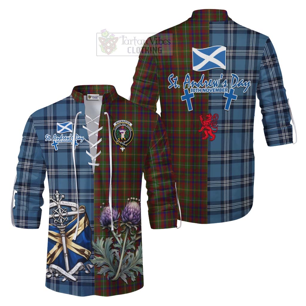 MacMaster (McMaster) Tartan Ghillie Kilt Shirt Happy St. Andrew's Day Half Tartan Style Men - Tartan Vibes Clothing