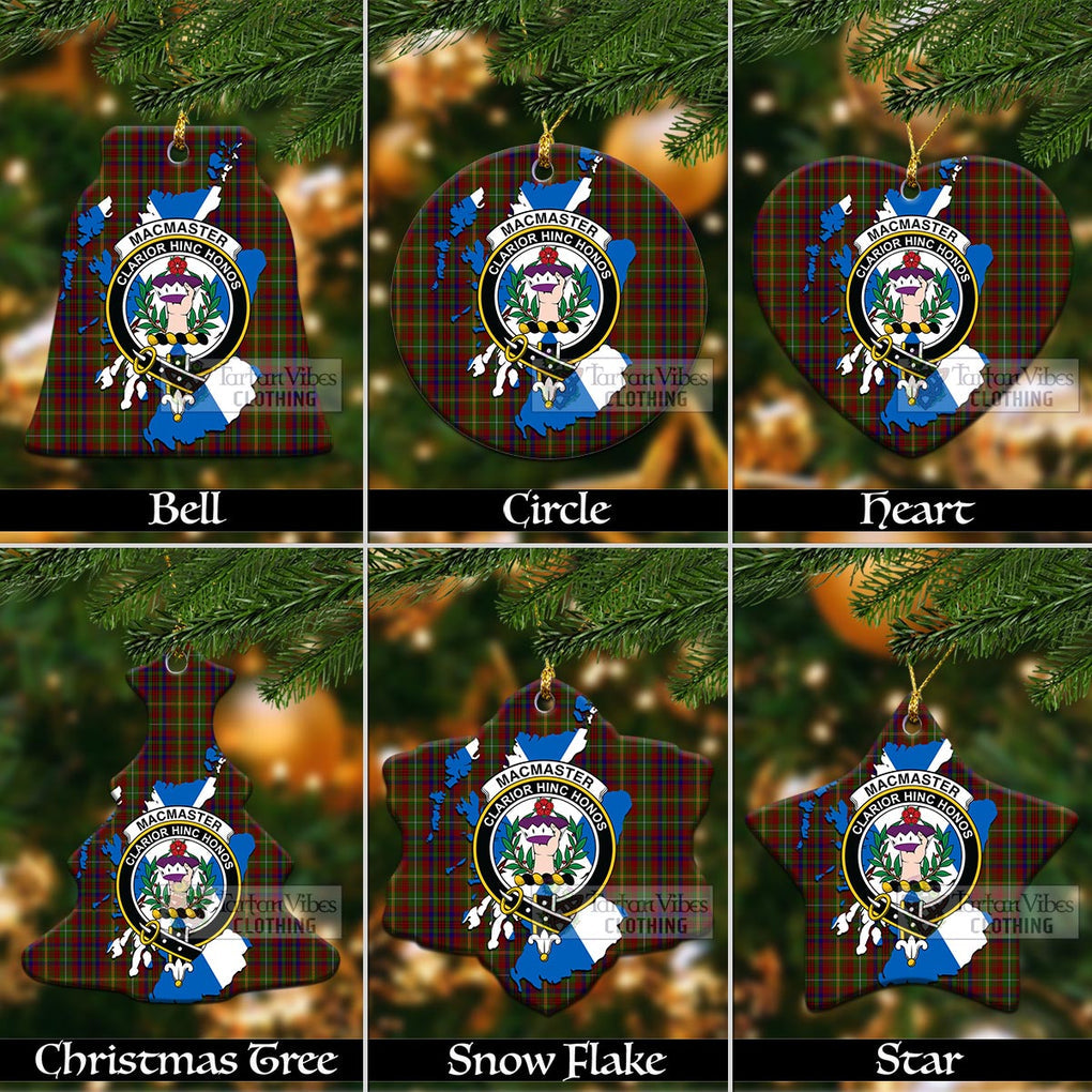MacMaster (McMaster) Tartan Christmas Ceramic Ornaments with Family Crest and Scotland Map Ceramic - Tartan Vibes Clothing