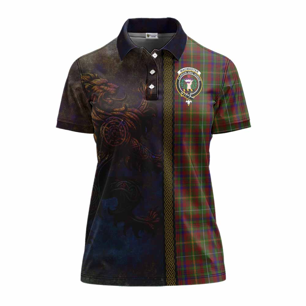 Tartan Vibes Clothing MacMaster (McMaster) Tartan Family Crest Women's Polo Shirt Alba Gu Brath Be Brave Lion Ancient Style