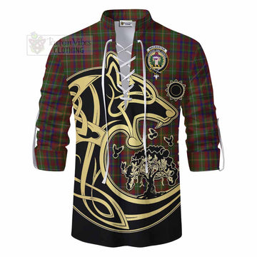 MacMaster (McMaster) Tartan Ghillie Kilt Shirt with Family Crest Celtic Wolf Style - Tartan Vibes Clothing