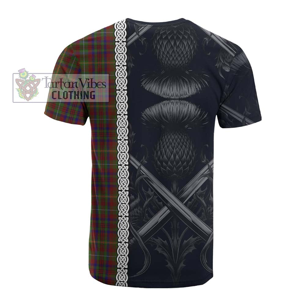 Tartan Vibes Clothing MacMaster (McMaster) Tartan Cotton T-shirt with Family Crest Cross Sword Thistle Celtic Vibes