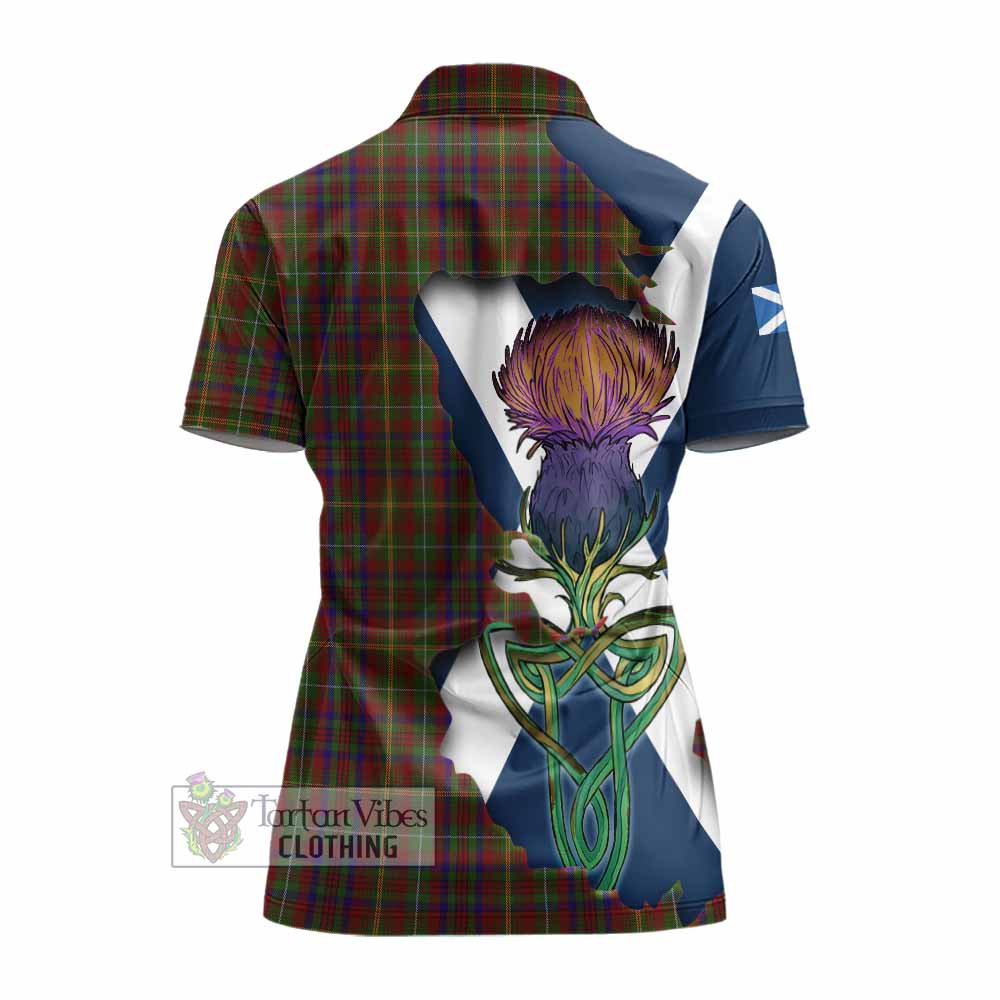 Tartan Vibes Clothing MacMaster (McMaster) Tartan Family Crest Women's Polo Shirt Scottish Thistle Celtic Inspired