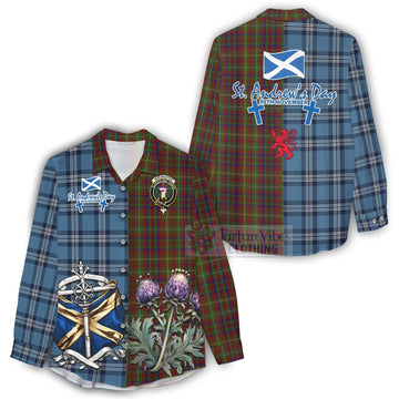 MacMaster (McMaster) Tartan Women's Casual Shirt Happy St. Andrew's Day Half Tartan Style - Tartan Vibes Clothing