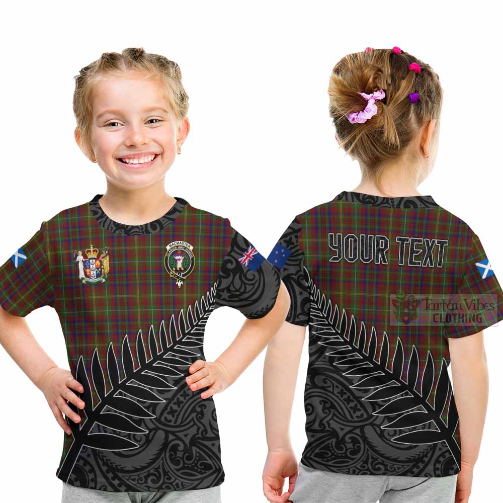 MacMaster (McMaster) Crest Tartan Kid T-Shirt with New Zealand Silver Fern Half Style - Tartan Vibes Clothing