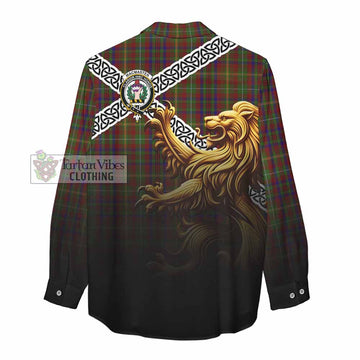 MacMaster (McMaster) Crest Tartan Women's Casual Shirt with Golden Lion Emblem Celtic Style - Tartan Vibes Clothing