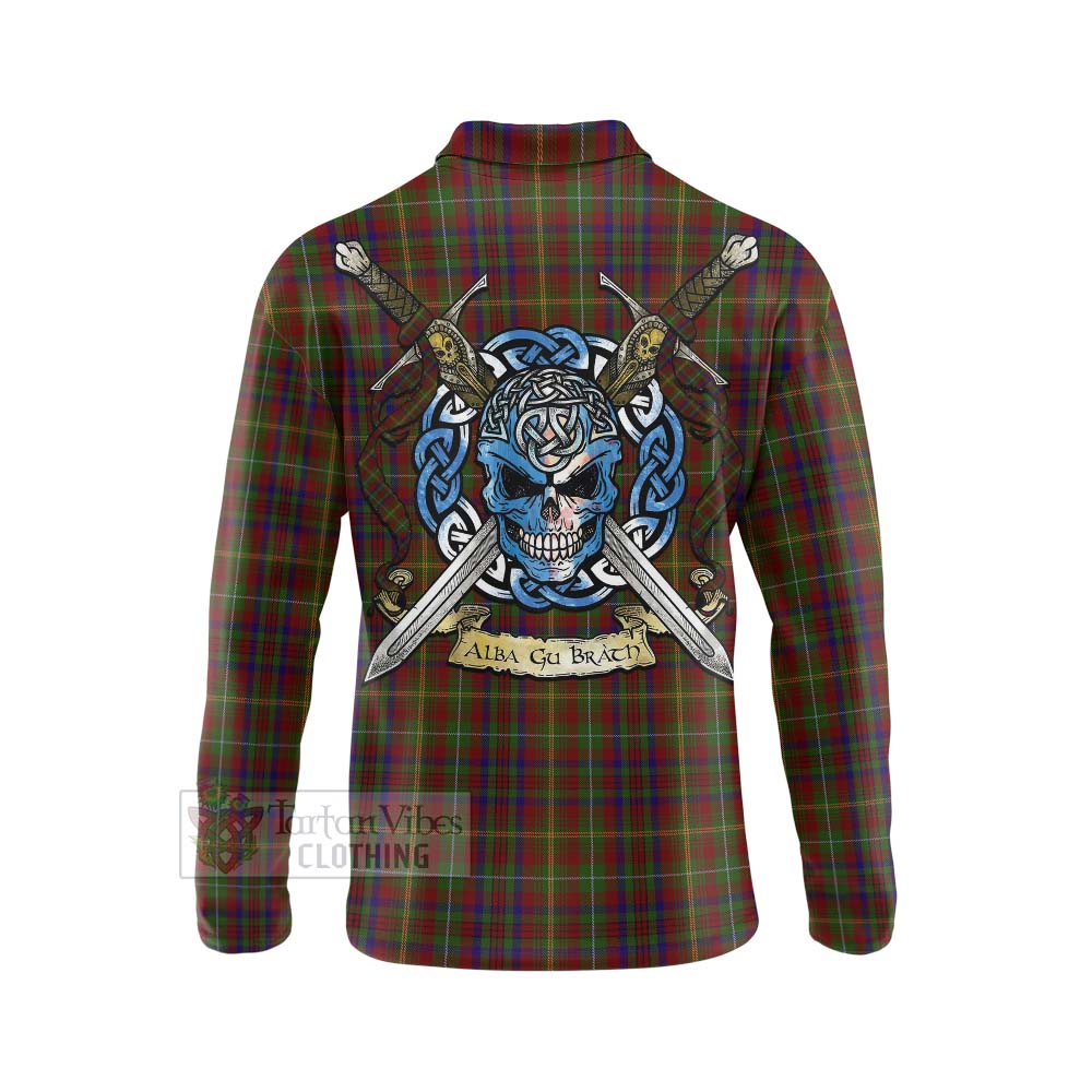 MacMaster (McMaster) Tartan Long Sleeve Polo Shirt with Family Crest Celtic Skull Style - Tartan Vibes Clothing