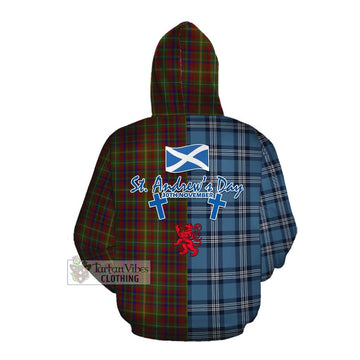 MacMaster (McMaster) Tartan Cotton Hoodie Happy St. Andrew's Day Half Tartan Style Pullover Hoodie - Tartan Vibes Clothing