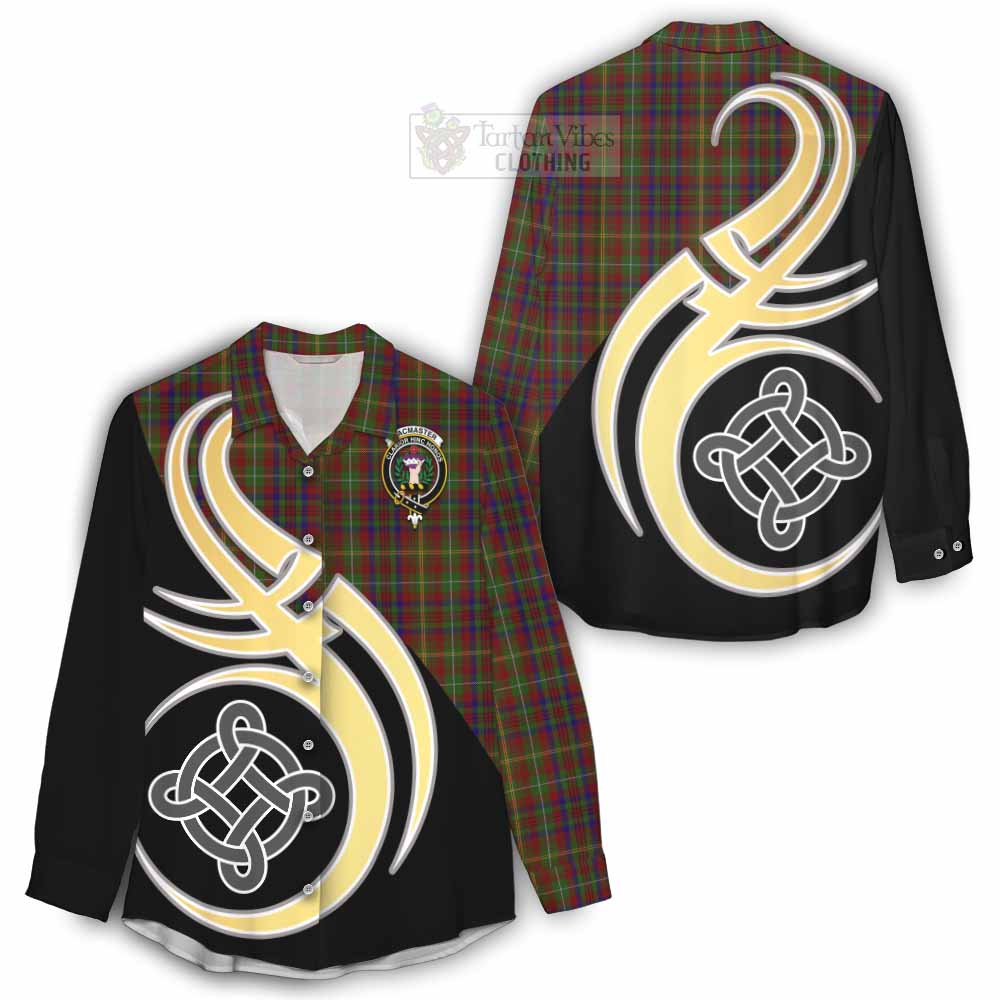 MacMaster (McMaster) Tartan Women's Casual Shirt with Family Crest and Celtic Symbol Style - Tartan Vibes Clothing