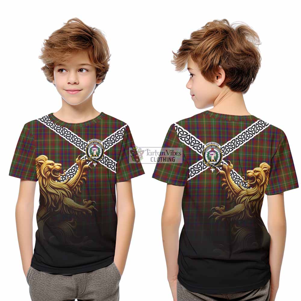 MacMaster (McMaster) Crest Tartan Kid T-Shirt with Golden Lion Emblem Celtic Style - Tartan Vibes Clothing