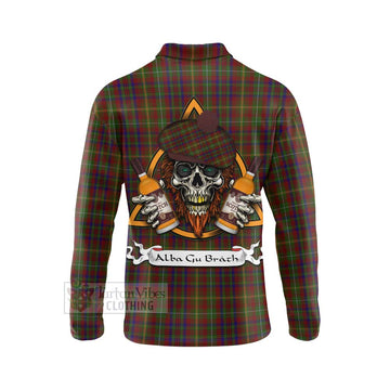 MacMaster (McMaster) Tartan Long Sleeve Polo Shirt with Family Crest and Bearded Skull Holding Bottles of Whiskey - Tartan Vibes Clothing