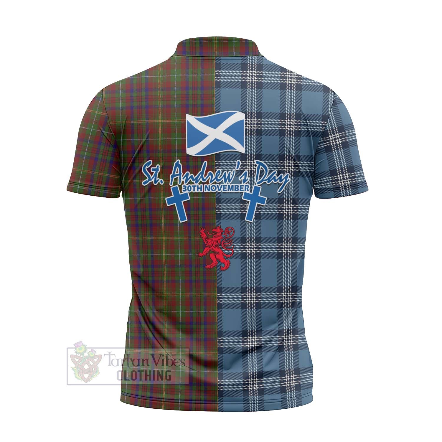 MacMaster (McMaster) Tartan Zipper Polo Shirt Happy St. Andrew's Day Half Tartan Style - Tartan Vibes Clothing