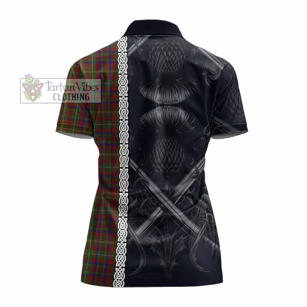 MacMaster (McMaster) Tartan Women's Polo Shirt with Family Crest Cross Sword Thistle Celtic Vibes - Tartan Vibes Clothing