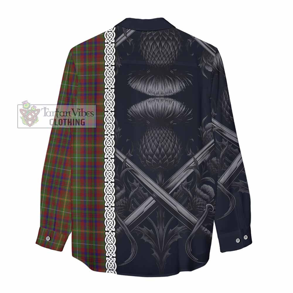 MacMaster (McMaster) Tartan Women's Casual Shirt with Family Crest Cross Sword Thistle Celtic Vibes - Tartan Vibes Clothing