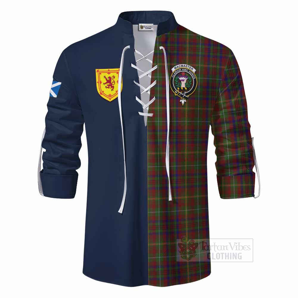 MacMaster (McMaster) Tartan Ghillie Kilt Shirt Alba with Scottish Lion Royal Arm Half Style - Tartan Vibes Clothing
