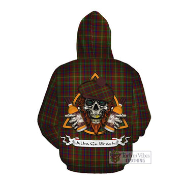 MacMaster (McMaster) Tartan Cotton Hoodie with Family Crest and Bearded Skull Holding Bottles of Whiskey Pullover Hoodie - Tartan Vibes Clothing