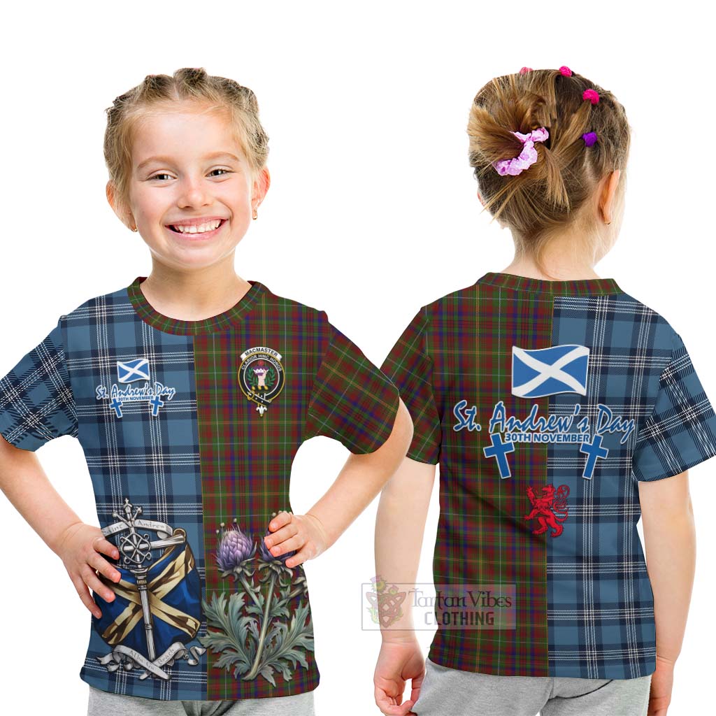 MacMaster (McMaster) Tartan Kid T-Shirt Happy St. Andrew's Day Half Tartan Style - Tartan Vibes Clothing