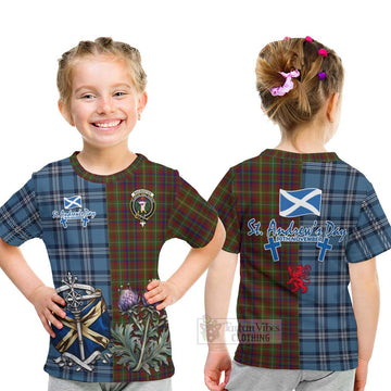 MacMaster (McMaster) Tartan Kid T-Shirt Happy St. Andrew's Day Half Tartan Style - Tartan Vibes Clothing