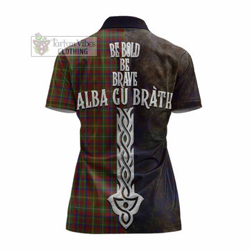 MacMaster (McMaster) Tartan Family Crest Women's Polo Shirt Alba Gu Brath Be Brave Lion Ancient Style