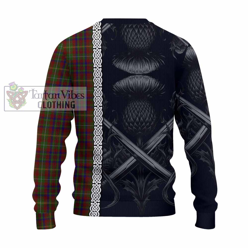 MacMaster (McMaster) Tartan Knitted Sweater with Family Crest Cross Sword Thistle Celtic Vibes - Tartan Vibes Clothing