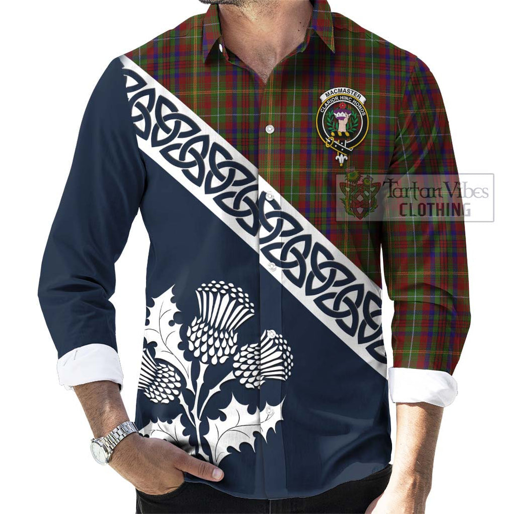 MacMaster (McMaster) Tartan Long Sleeve Button Shirt Featuring Thistle and Scotland Map Men's Shirt - Tartan Vibes Clothing