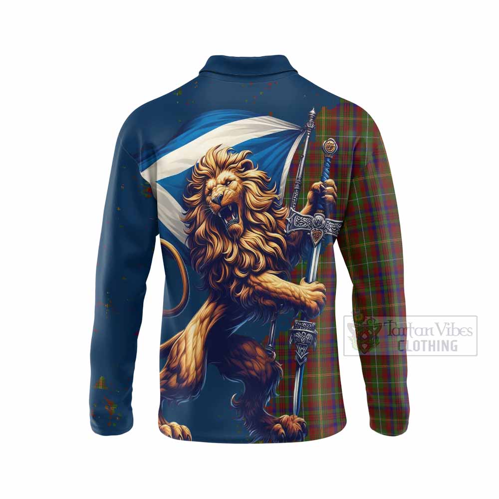 MacMaster (McMaster) Tartan Family Crest Long Sleeve Polo Shirt with Scottish Majestic Lion - Tartan Vibes Clothing