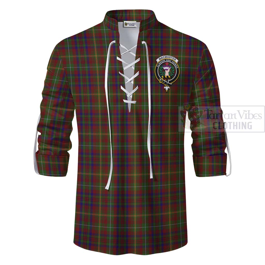 MacMaster (McMaster) Tartan Ghillie Kilt Shirt with Family Crest Celtic Skull Style - Tartan Vibes Clothing