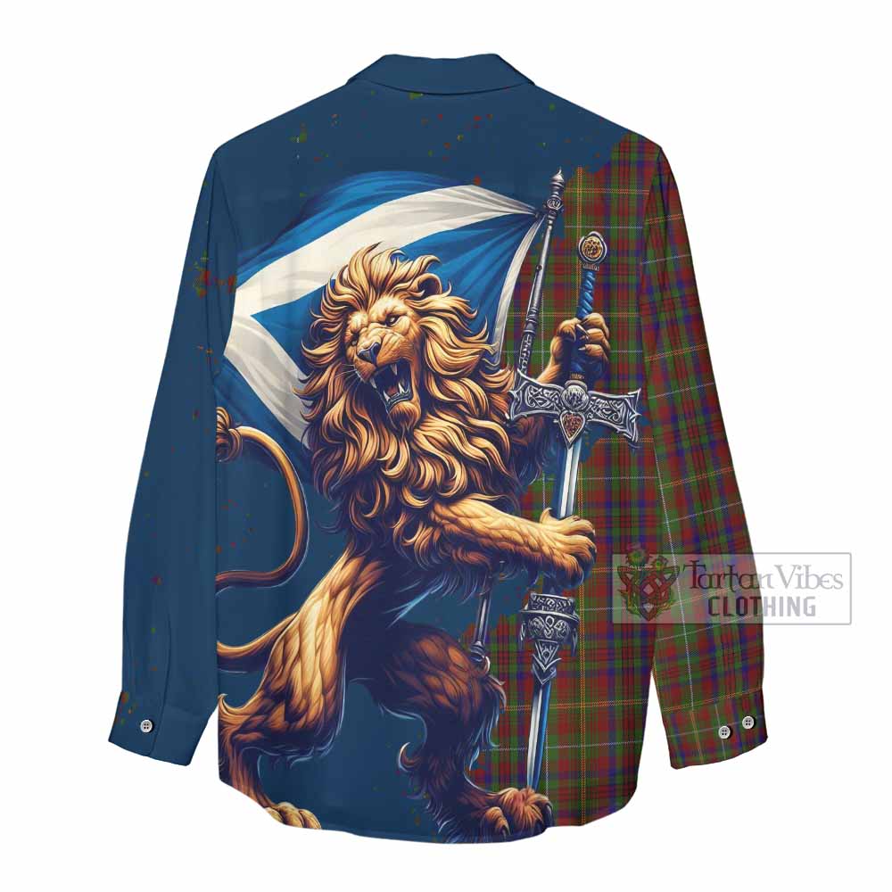 MacMaster (McMaster) Tartan Family Crest Women's Casual Shirt with Scottish Majestic Lion - Tartan Vibes Clothing