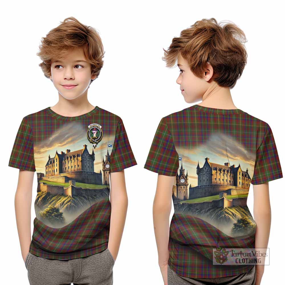 MacMaster (McMaster) Tartan Family Crest Kid T-Shirt with Scottish Ancient Castle Style - Tartan Vibes Clothing