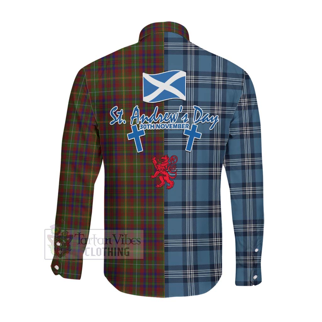 MacMaster (McMaster) Tartan Long Sleeve Button Shirt Happy St. Andrew's Day Half Tartan Style Men's Shirt - Tartan Vibes Clothing