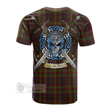 Tartan Vibes Clothing MacMaster (McMaster) Tartan Cotton T-shirt with Family Crest Celtic Skull Style
