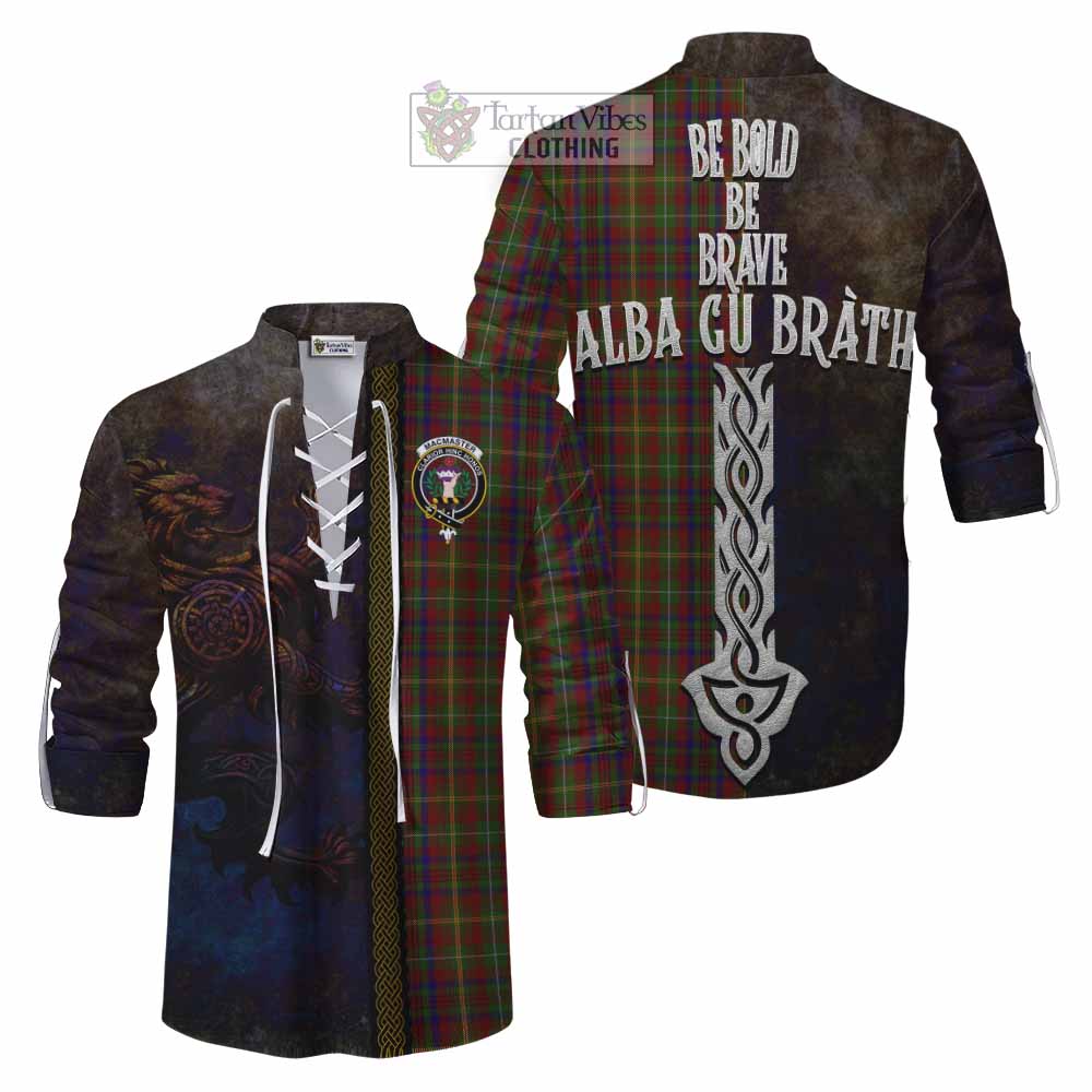 Tartan Vibes Clothing MacMaster (McMaster) Tartan Family Crest Ghillie Kilt Shirt Alba Gu Brath Be Brave Lion Ancient Style