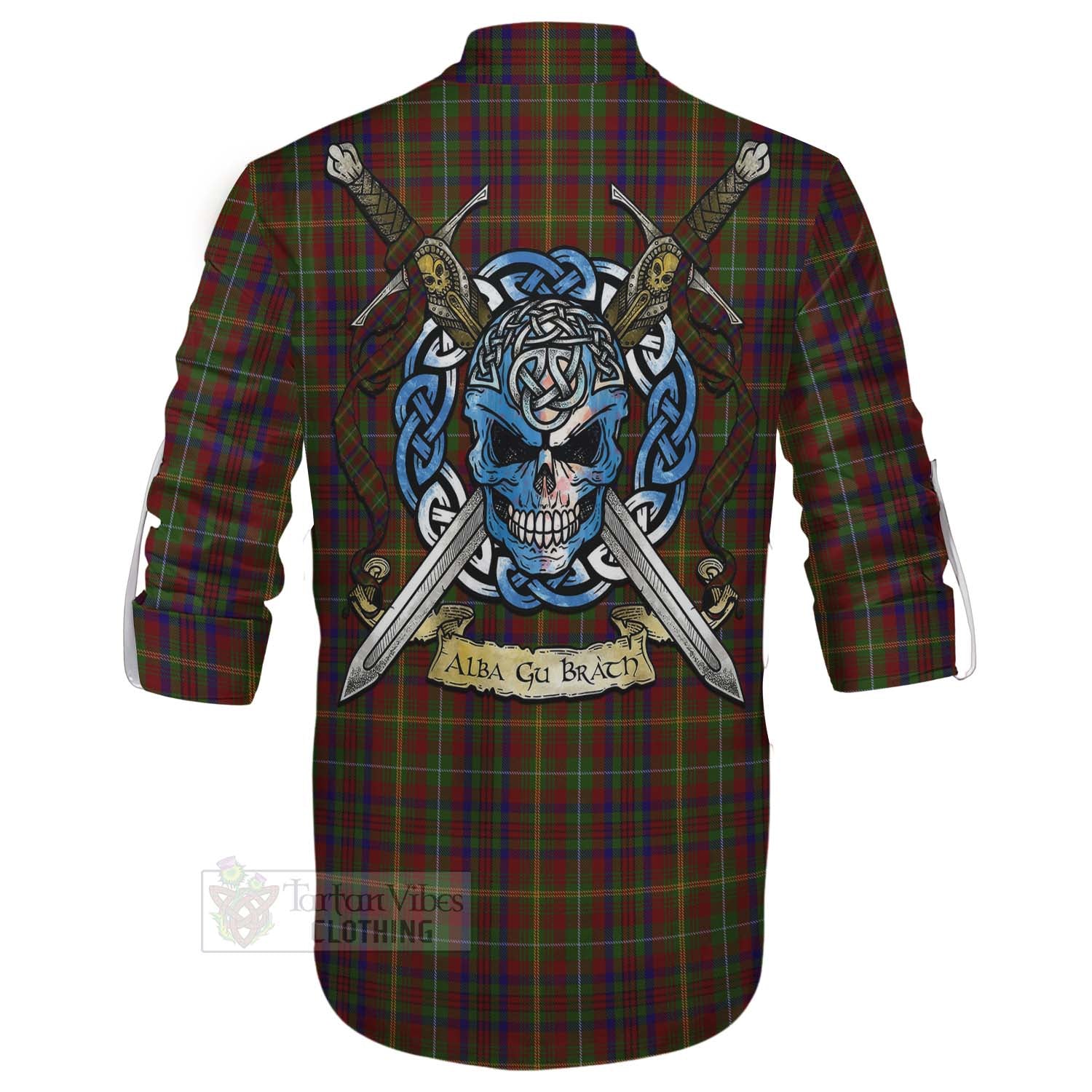 MacMaster (McMaster) Tartan Ghillie Kilt Shirt with Family Crest Celtic Skull Style - Tartan Vibes Clothing
